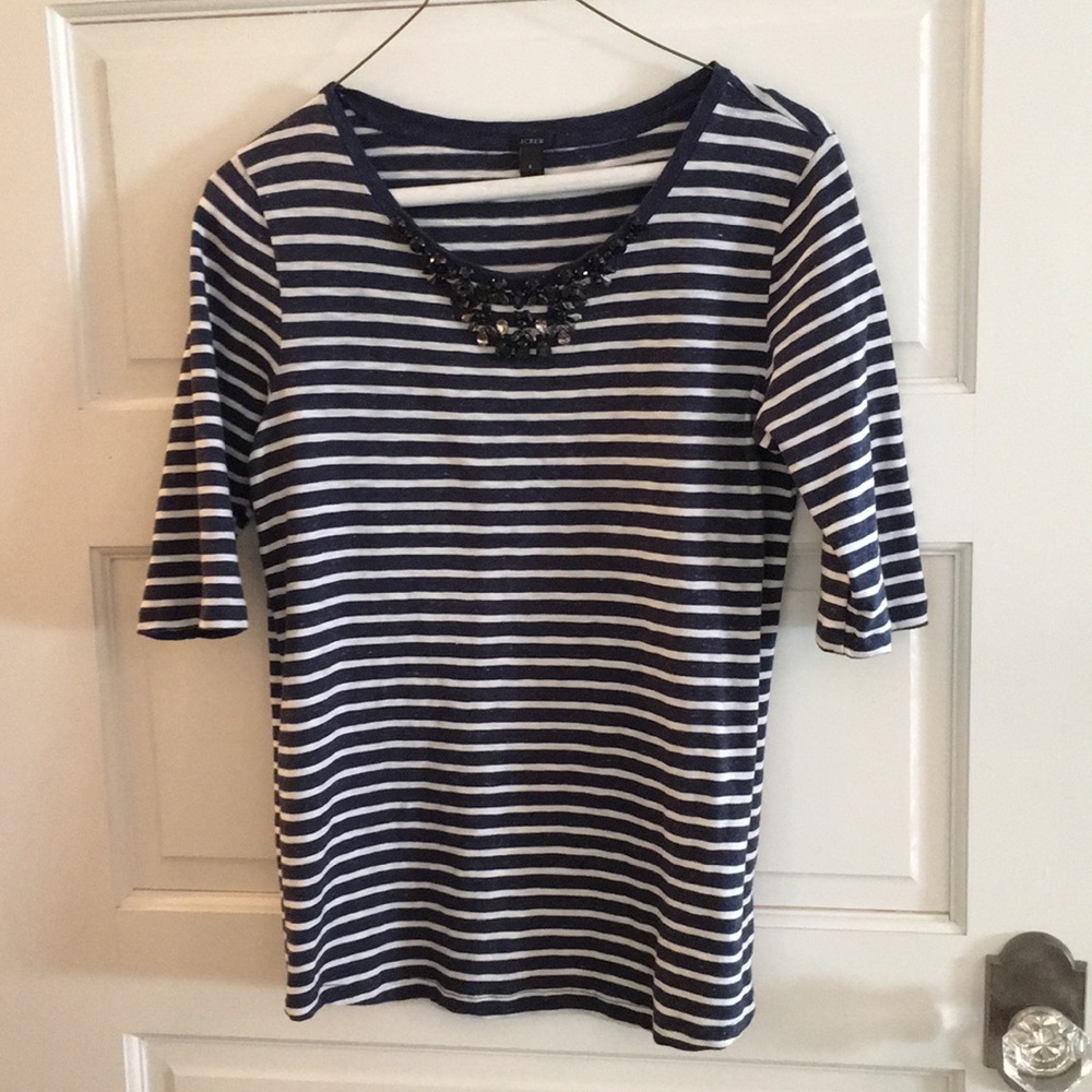 J Crew top with jeweled neckline